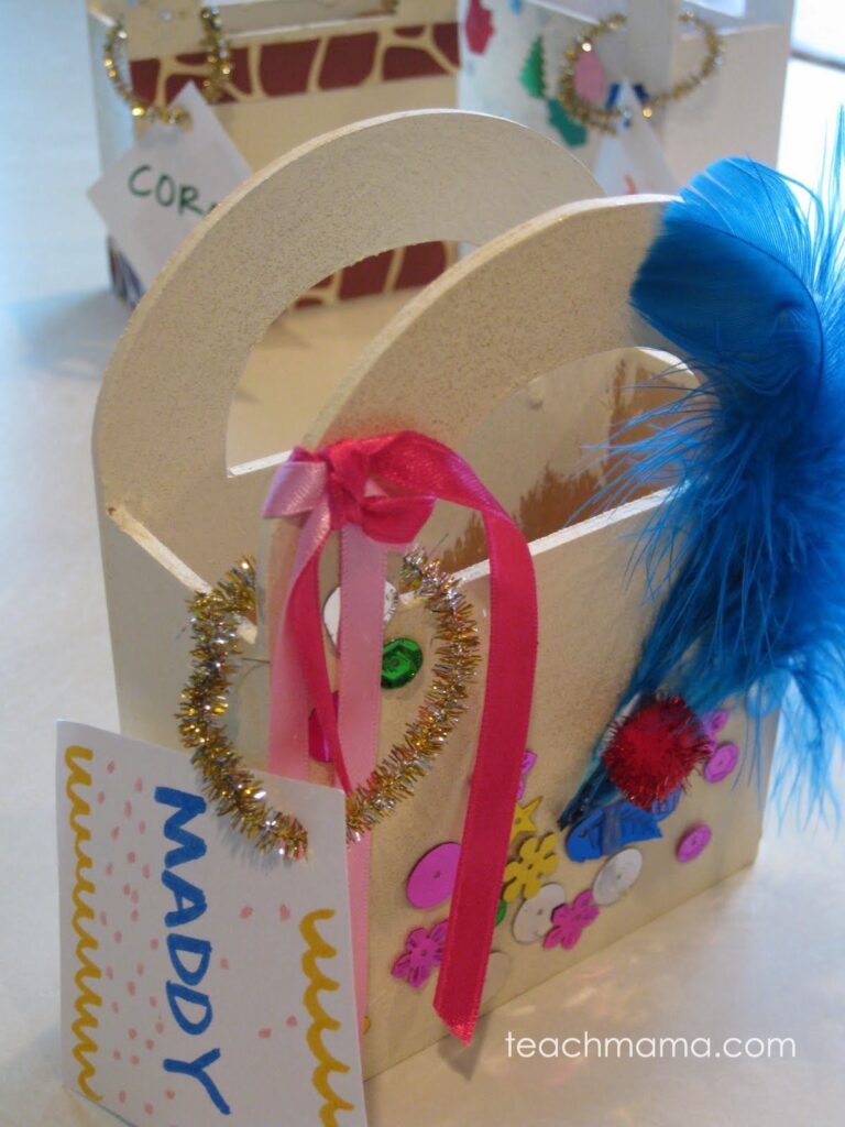 holiday note bag painted with 'maddy' on the tag