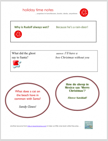 little holiday joke notes teachmama.com