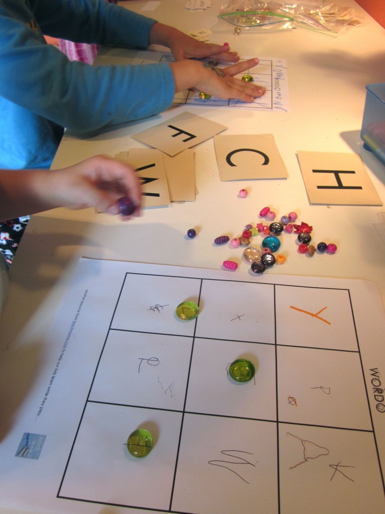 a game for practicing spelling, sight words, or letters: WORDO!
