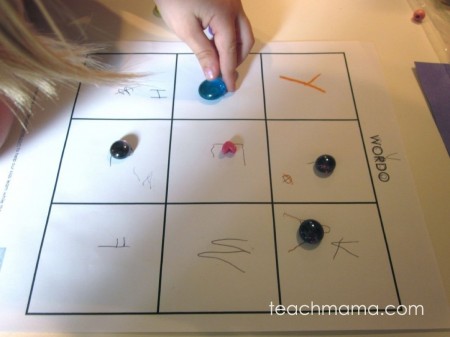 a game for practicing spelling, sight words, or letters: WORDO!