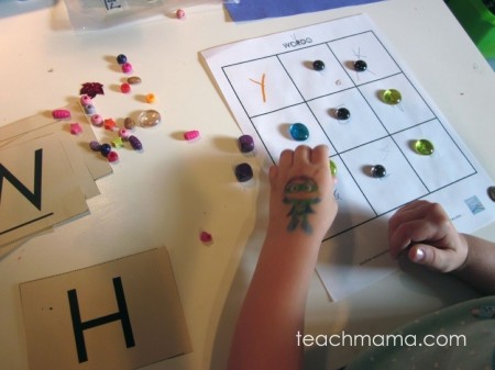 a game for practicing spelling, sight words, or letters: WORDO!