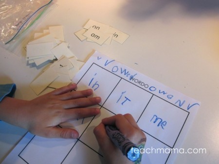a game for practicing spelling, sight words, or letters: WORDO!