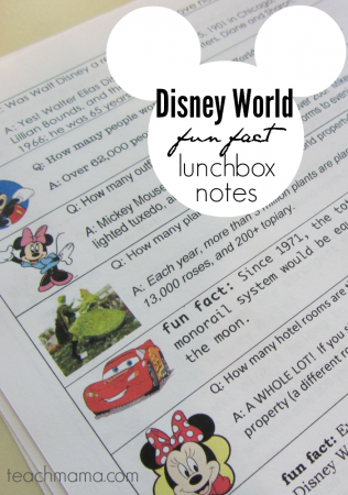 disney world fun fact lunchbox notes | teachmama.com
