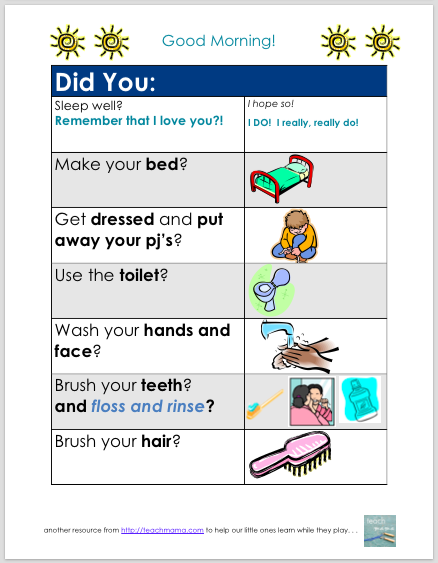 morning and evening reminders for kids | teachmama.com