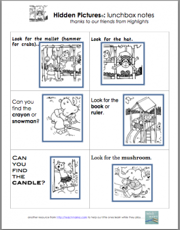 hidden pictures: lunchbox notes for kids | teachmama.com