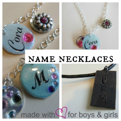 home made name necklaces for girls and boys 