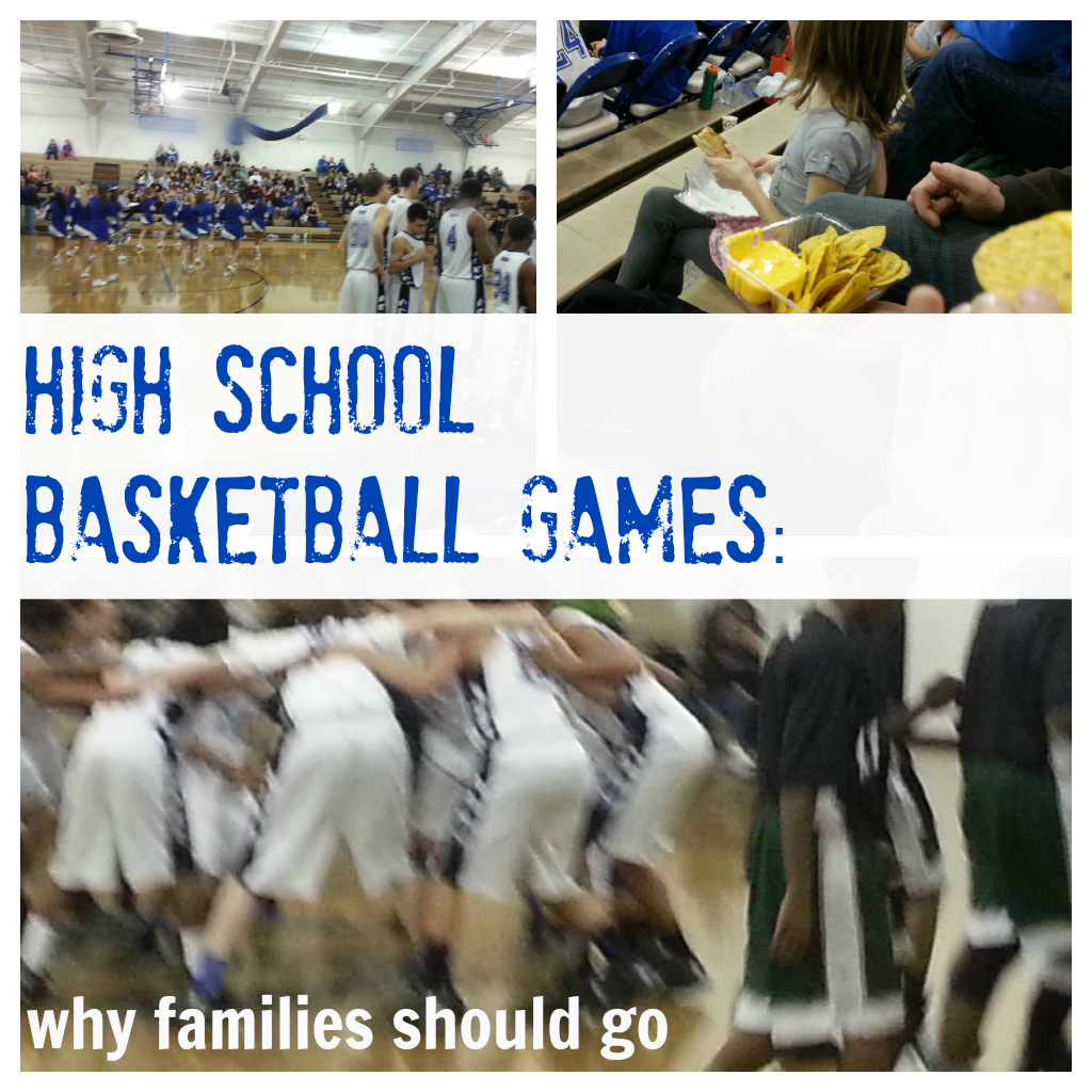high school basketball game with kids
