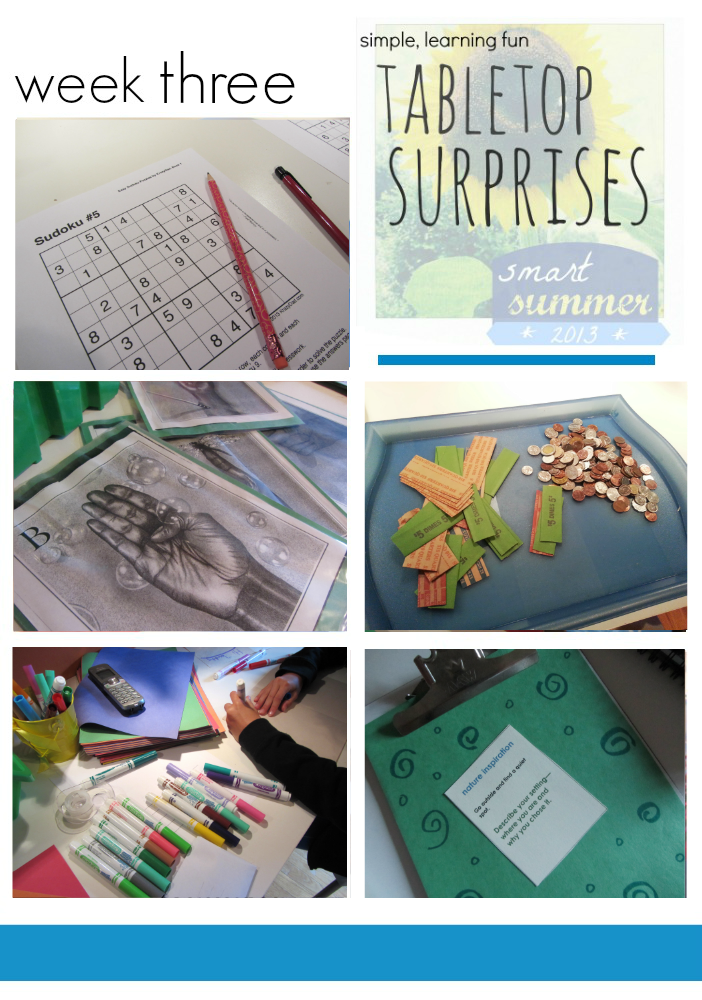 math, literacy, and creative summer learning: tabletop surprises