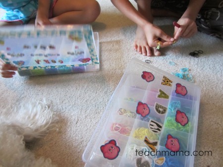 rainbow loom finished bracelets
