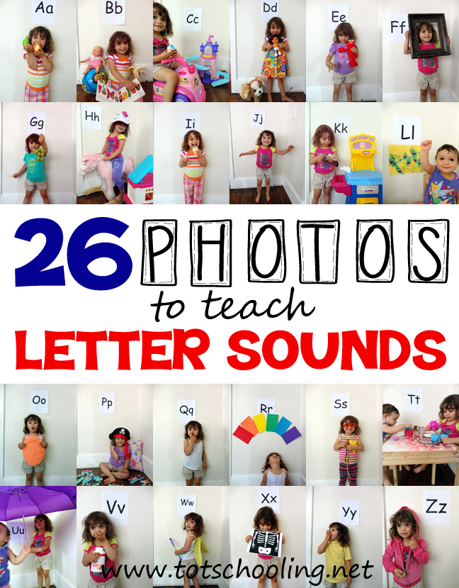 teach letter sounds using 26 kid-centered photos | guest post by @totschooling on teachmama.com