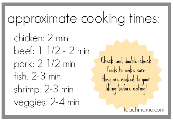 family fondue night | teachmama.com cooking times