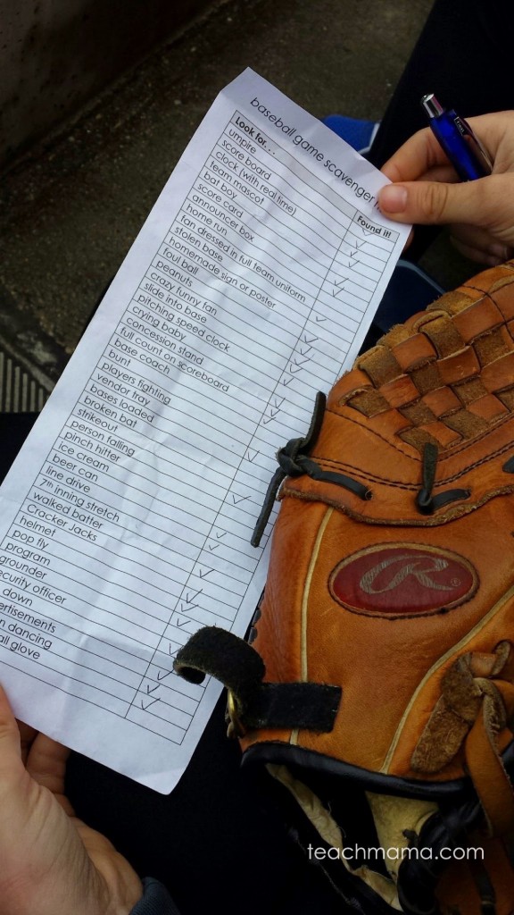baseball game scavenger hunt | teachmama.com