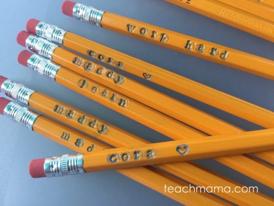 easy homemade stamped pencils plain pencils go from boring to BAM! teachmama.com