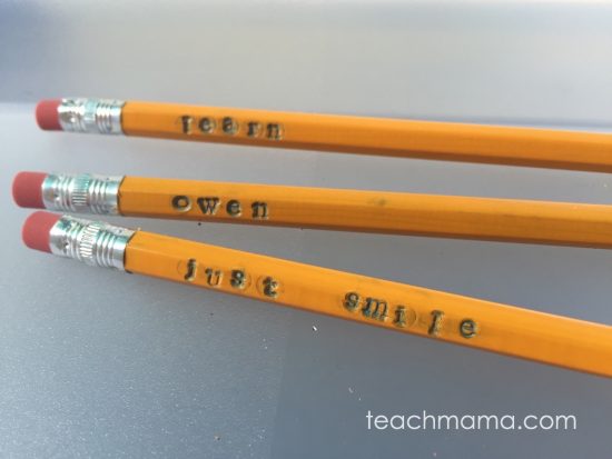 easy homemade stamped pencils plain pencils go from boring to BAM! teachmama.com