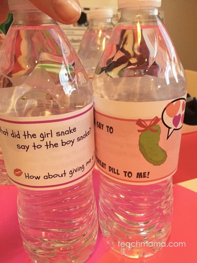 valentine's day water bottle labels: teachmama.com