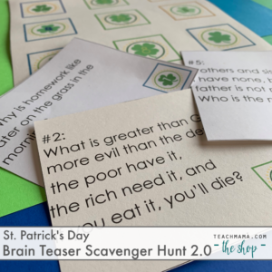 st. patrick's day brain teaser scavenger hunt 2.0