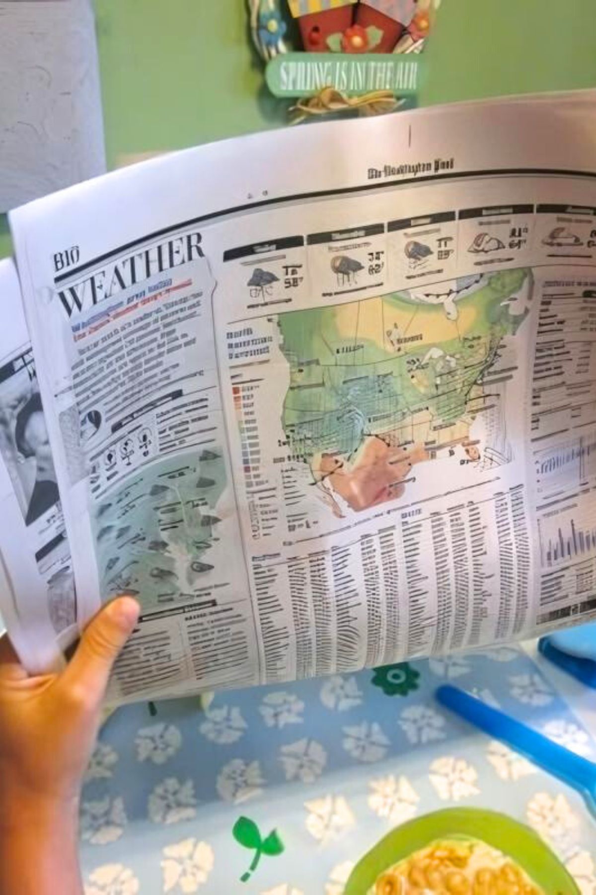 Weather page in a newspaper