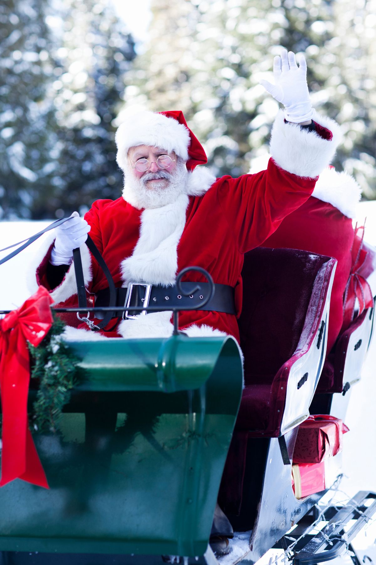 Santa waving from his sleigh