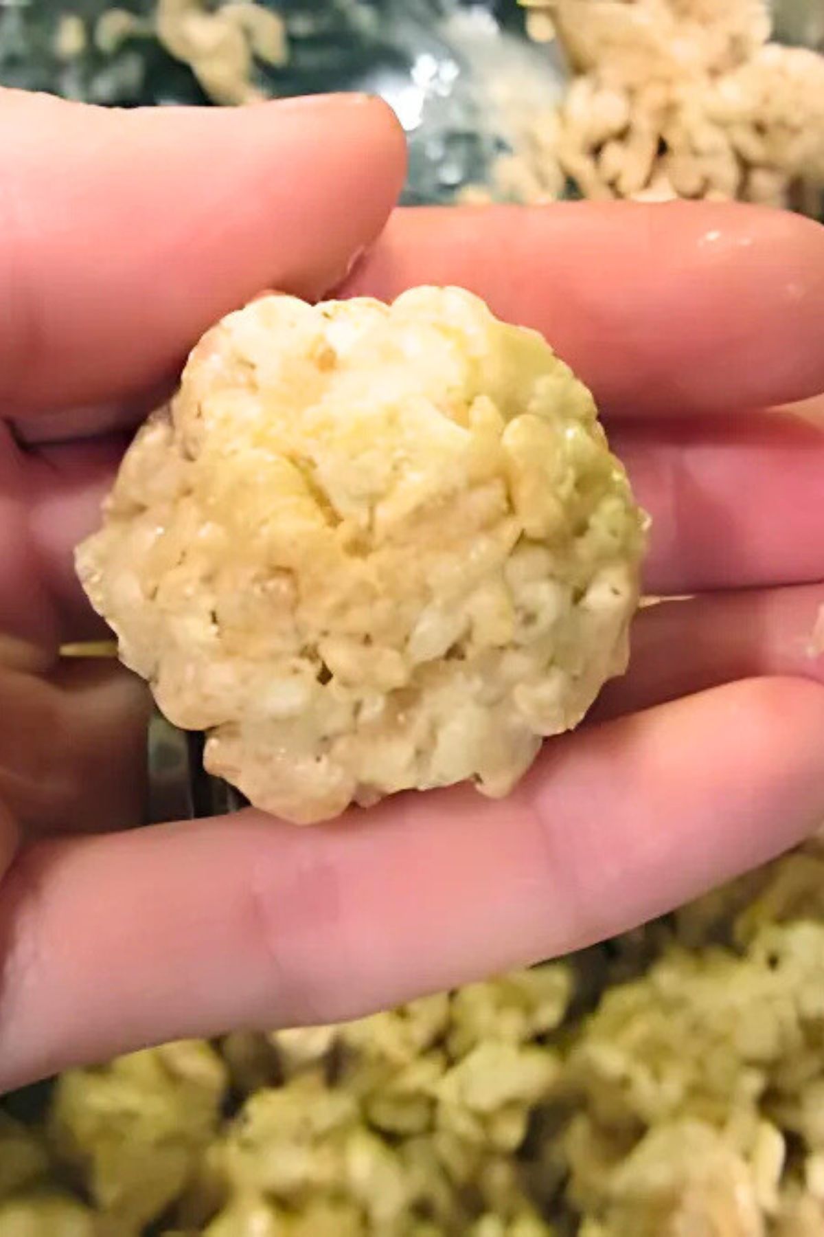 Rice Krispy Treats formed into a ball.
