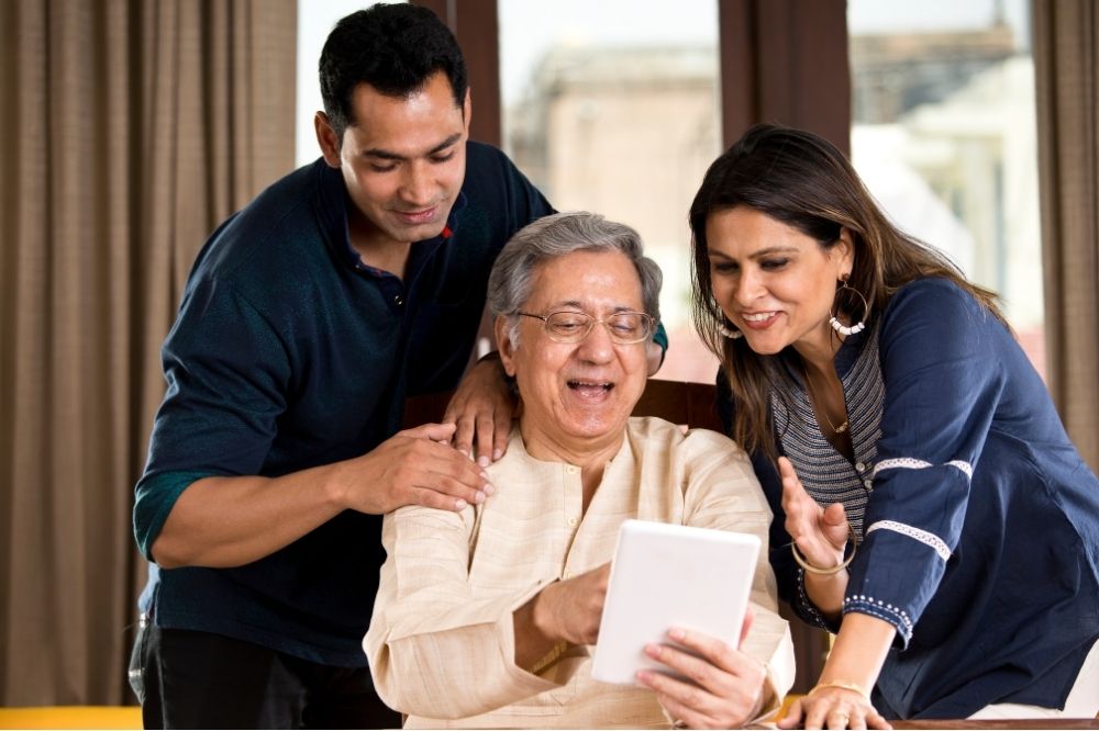 Indian Family staying connected with their family back in India
