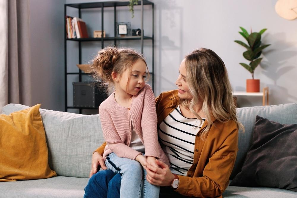 Mother and child talking about homeschooling