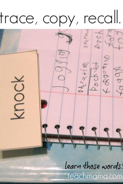 trace, copy, recall--learn those spelling words!