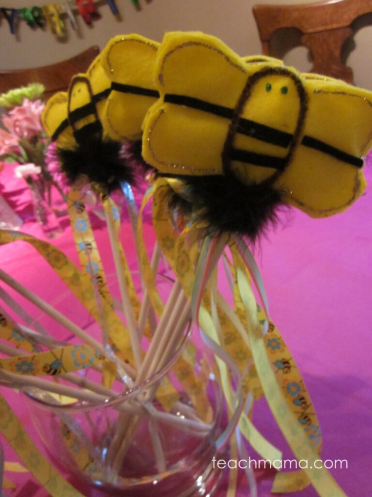 bumblebee birthday ideas: bumblebee wands, pens, games
