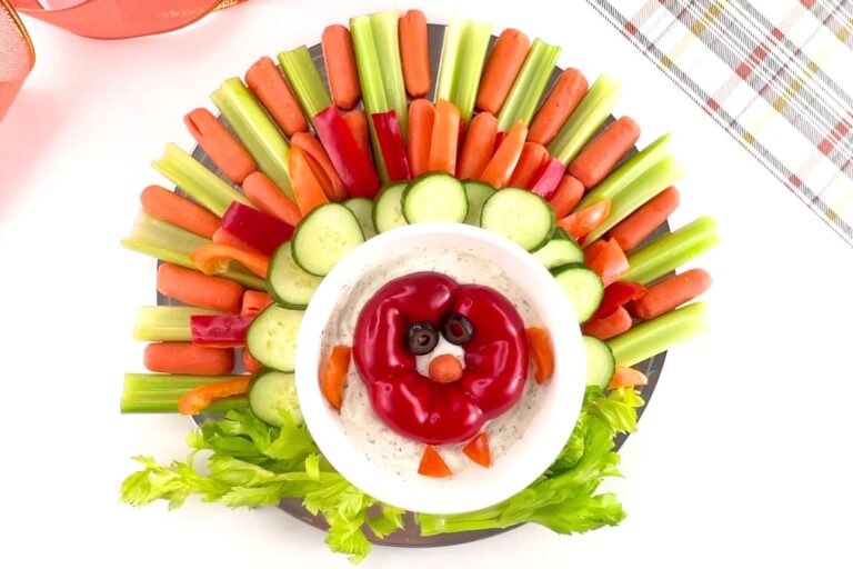 finished turkey veggie platter tray