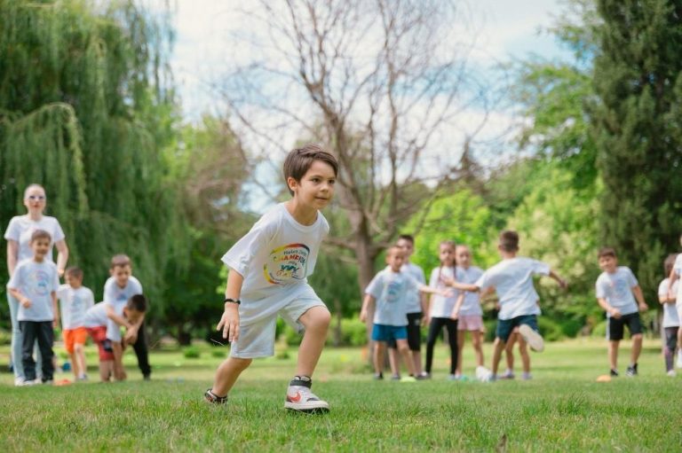Group of children enjoying outdoor playtime in a park