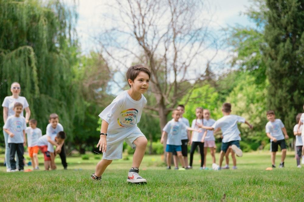 Group of children enjoying outdoor playtime in a park