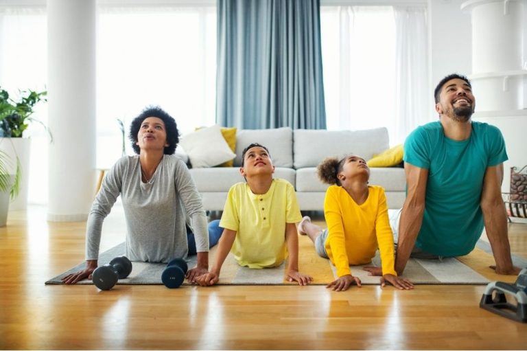Parents exercising to keep themselves healthy