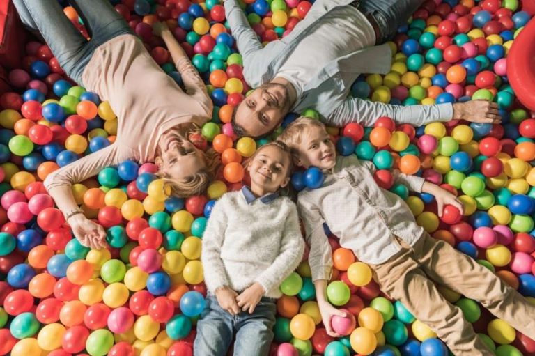 Indoor playground with family
