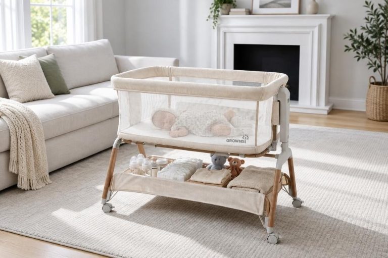 baby crib in the living room